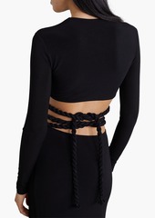 Dion Lee - Cropped stretch-jersey wrap top - Black - UK 12