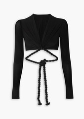 Dion Lee - Cropped stretch-jersey wrap top - Black - UK 12