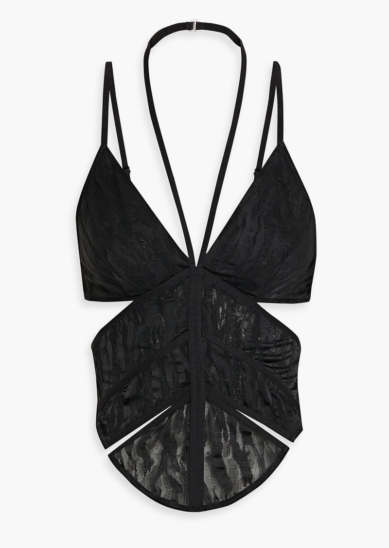 Dion Lee - Cutout lace bustier top - Black - UK 14