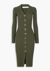 Dion Lee - Gradient ribbed cotton-blend midi dress - Green - UK 14