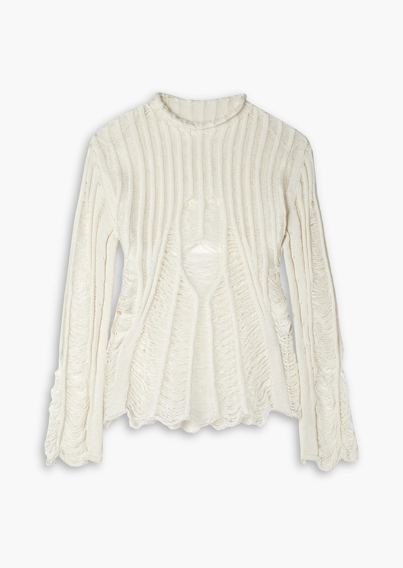Dion Lee - Helix distressed cotton sweater - White - S
