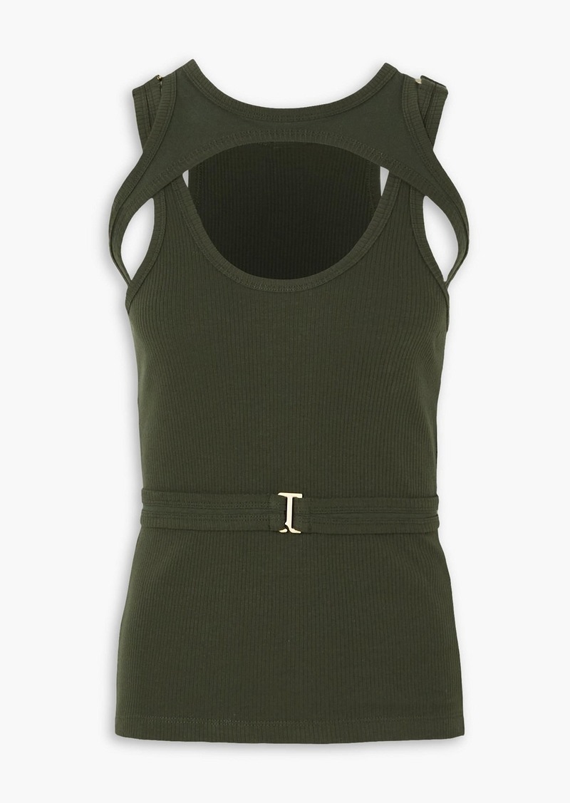 Dion Lee - Layered ribbed cotton-jersey tank - Green - UK 10