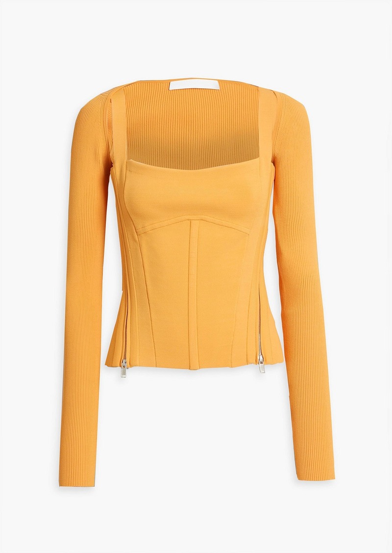 Dion Lee - Layered ribbed stretch-jersey top - Yellow - UK 4