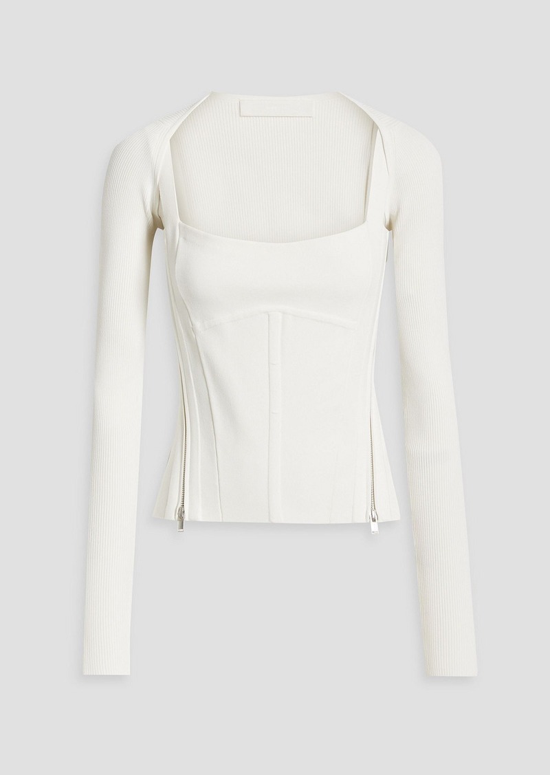 Dion Lee - Layered ribbed and stretch-knit bustier top - White - UK 6