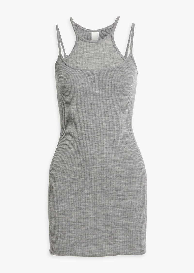 Dion Lee - Layered ribbed wool and silk-blend jersey mini dress - Gray - M/L