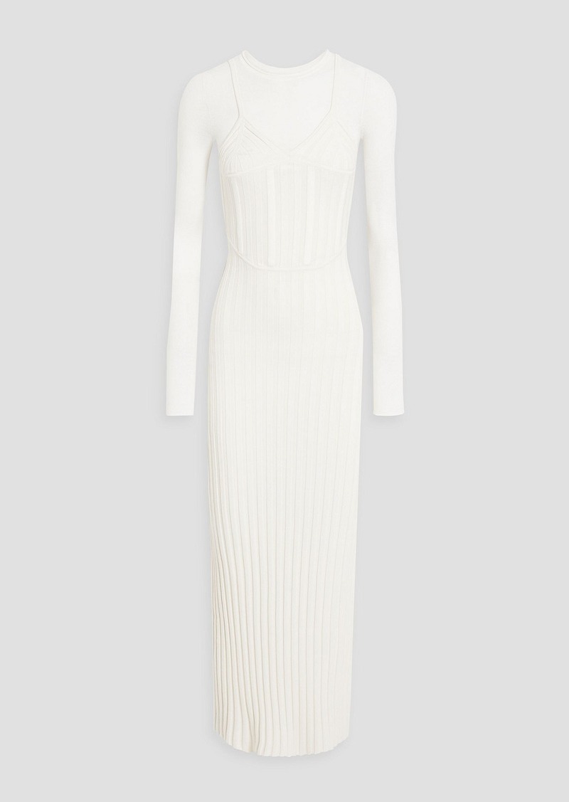 Dion Lee - Layered ribbed merino wool-blend midi dress - White - UK 4