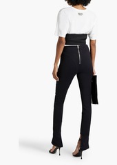 Dion Lee - Strapless cropped cotton-blend twill and stretch-knit bustier top - Black - UK 12