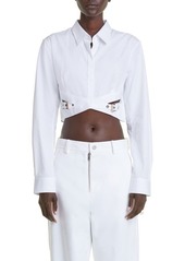 Dion Lee Belted Crop Cotton Button-Up Shirt