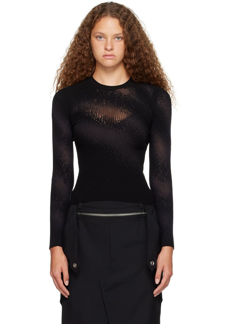 Dion Lee Black Burn Out Long Sleeve T-Shirt