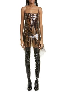 Dion Lee Camo Sequin Asymmetric Minidress in Classic at Nordstrom