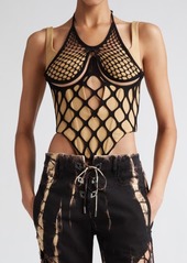 Dion Lee Fishnet Overlay Corset Top