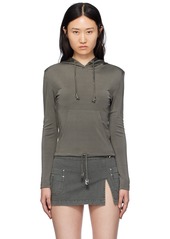 Dion Lee Gray Lustrous Shrunken Hoodie