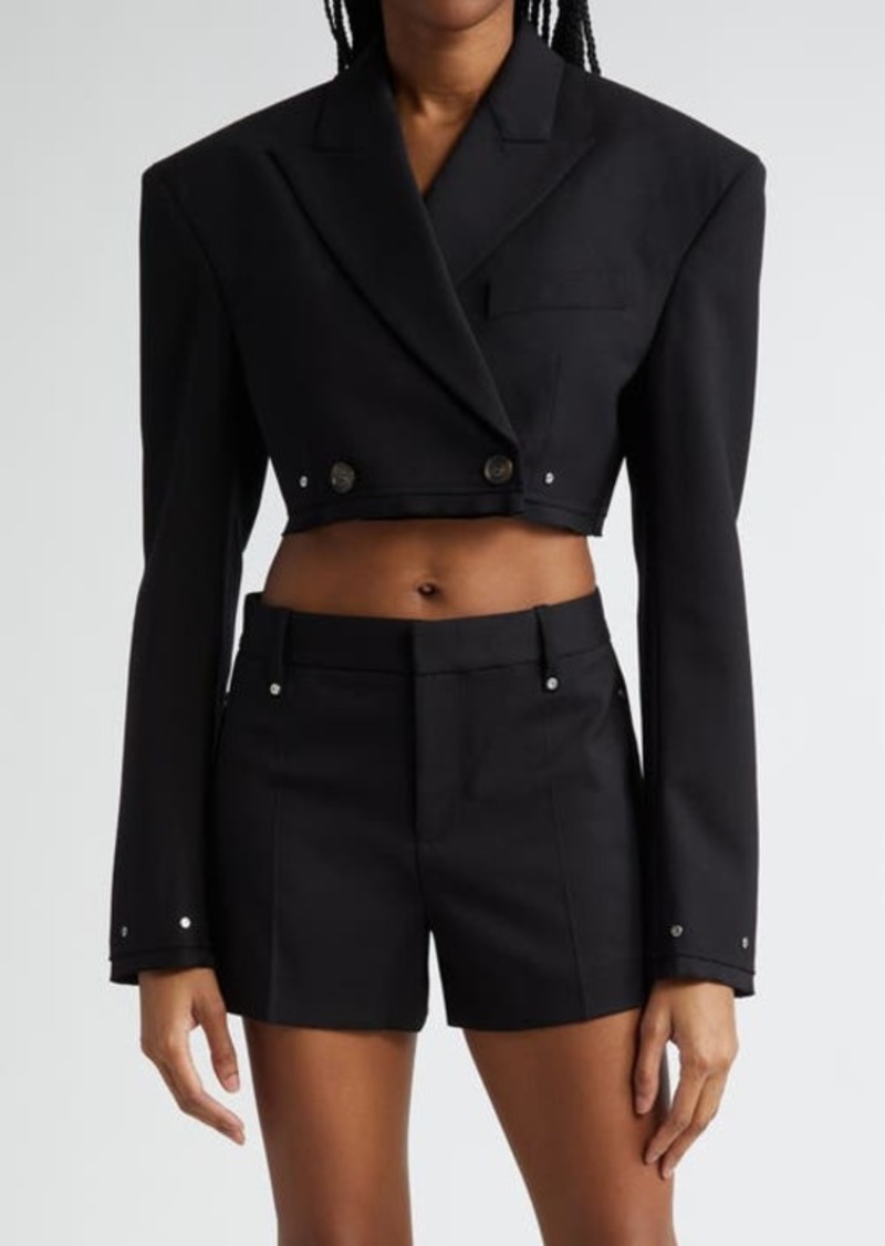 Dion Lee Oversize Double Breasted Stretch Wool Crop Blazer