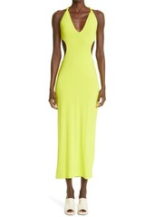 Dion Lee Rope Strap Halter Body-Con Jersey Midi Dress in Acid Yellow at Nordstrom