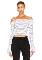 Dion Lee Shirred Cotton Long Sleeve Top