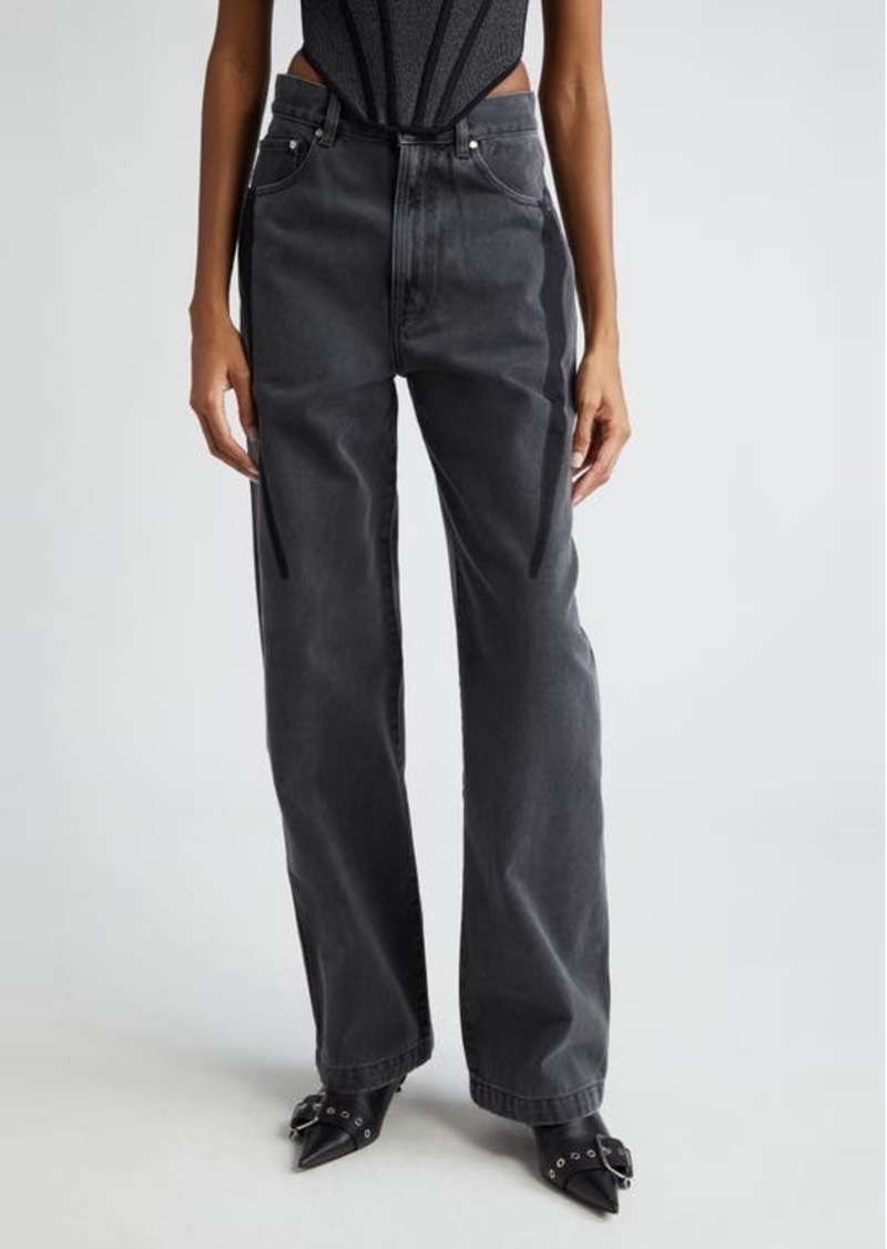Dion Lee Slouchy Darted Low Rise Wide Leg Jeans