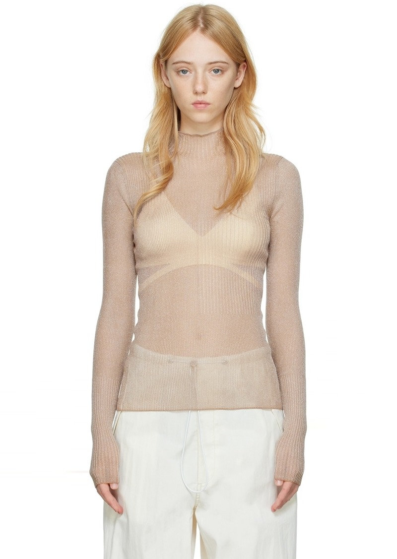 Dion Lee Taupe Rib Long-Sleeve T-Shirt