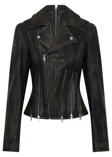 Dion Lee distressed-finish leather biker jacket