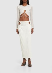 Dion Lee Embellished Sheer Jersey Midi Skirt