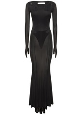 Dion Lee Gloved Sheer Jersey Long Cutout Dress