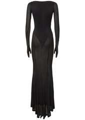 Dion Lee Gloved Sheer Jersey Long Cutout Dress