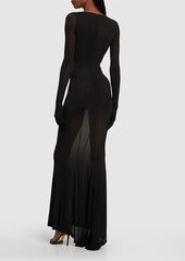 Dion Lee Gloved Sheer Jersey Long Cutout Dress