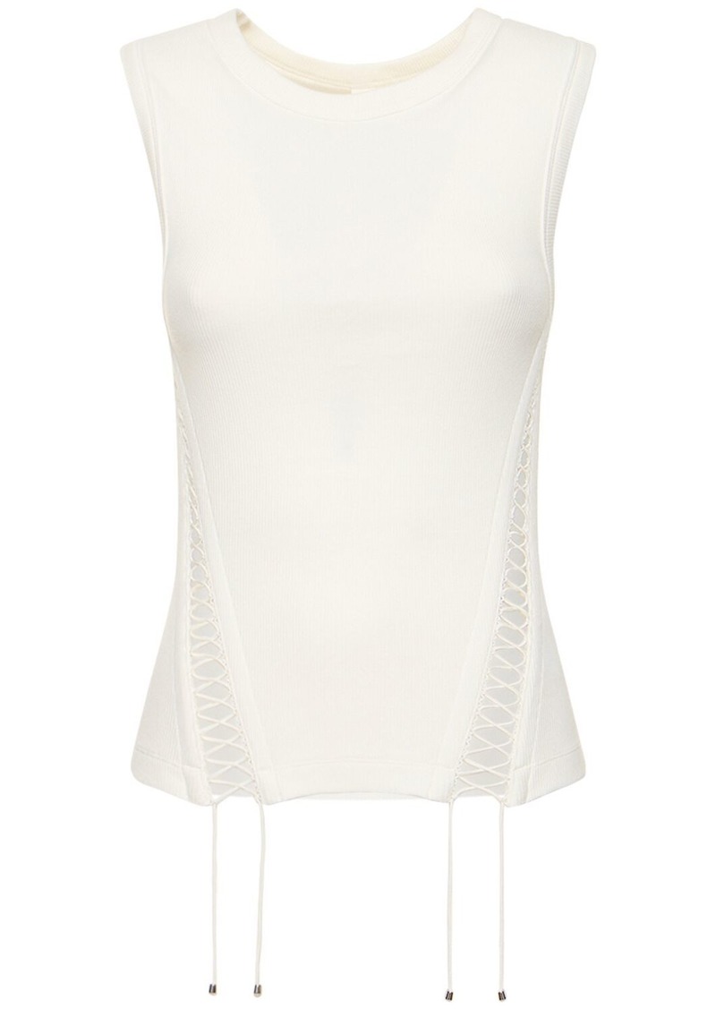Dion Lee Ribbed Cotton Jersey Corset Tank Top