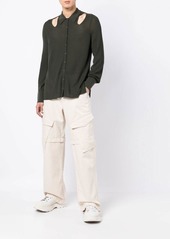 Dion Lee wool-blend rib pointelle shirt