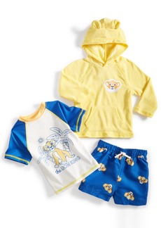 Disney Baby The Lion King 3-Pc. Printed Swim T-Shirt, Swim Trunks & Hooded Swim Cover-Up Set - Light Yellow