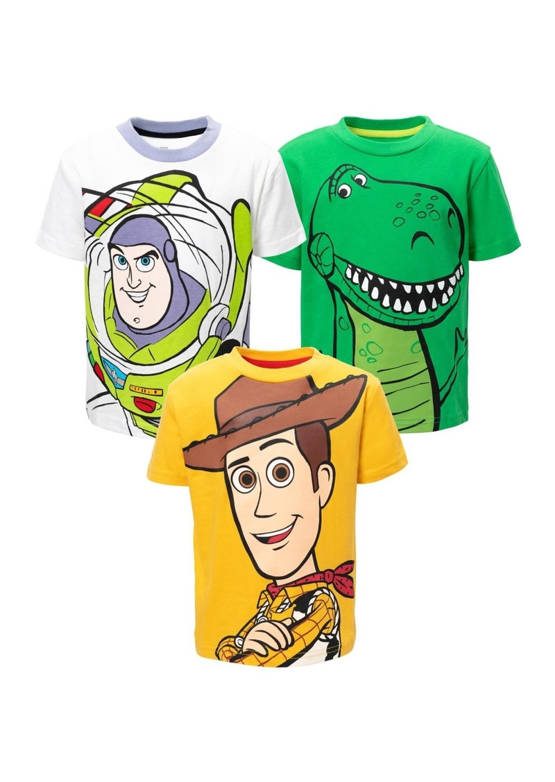 Disney Boys Pixar Toy Story Rex Buzz Lightyear Woody 3 Pack T-Shirts to - Buzz / rex / woody