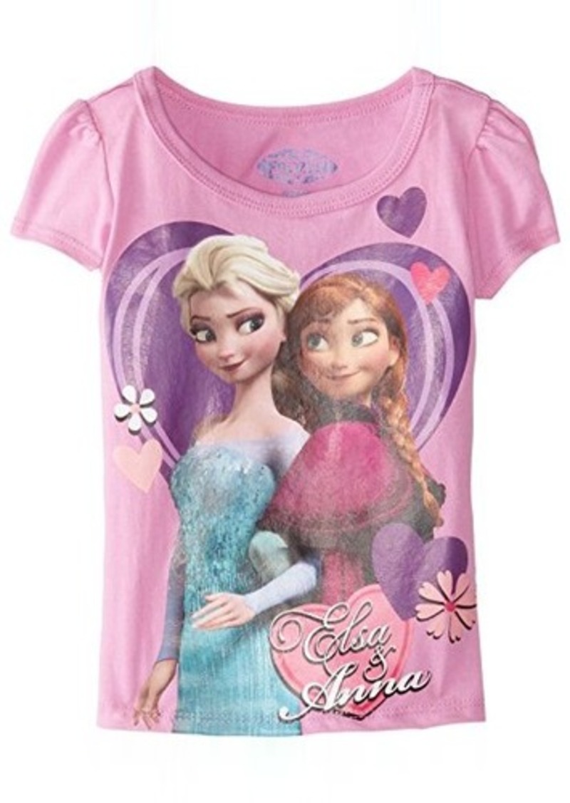 Disney Disney Little Girls' Frozen Short Sleeve Elsa and Anna Heart Tee ...