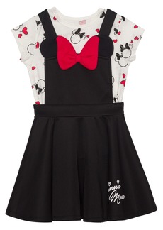 Disney Little Girls Minnie Hearts Short Sleeve T-shirt and Dress, 2 Pc. Set - Black