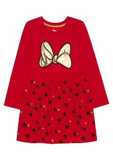 Disney Little Girls Minnie Mouse Silo Dots Long Sleeve Dress - Red