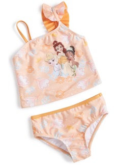 Disney Princess Toddler Girls One-Shoulder Princess Swimsuit, 2 Piece Set - Orange