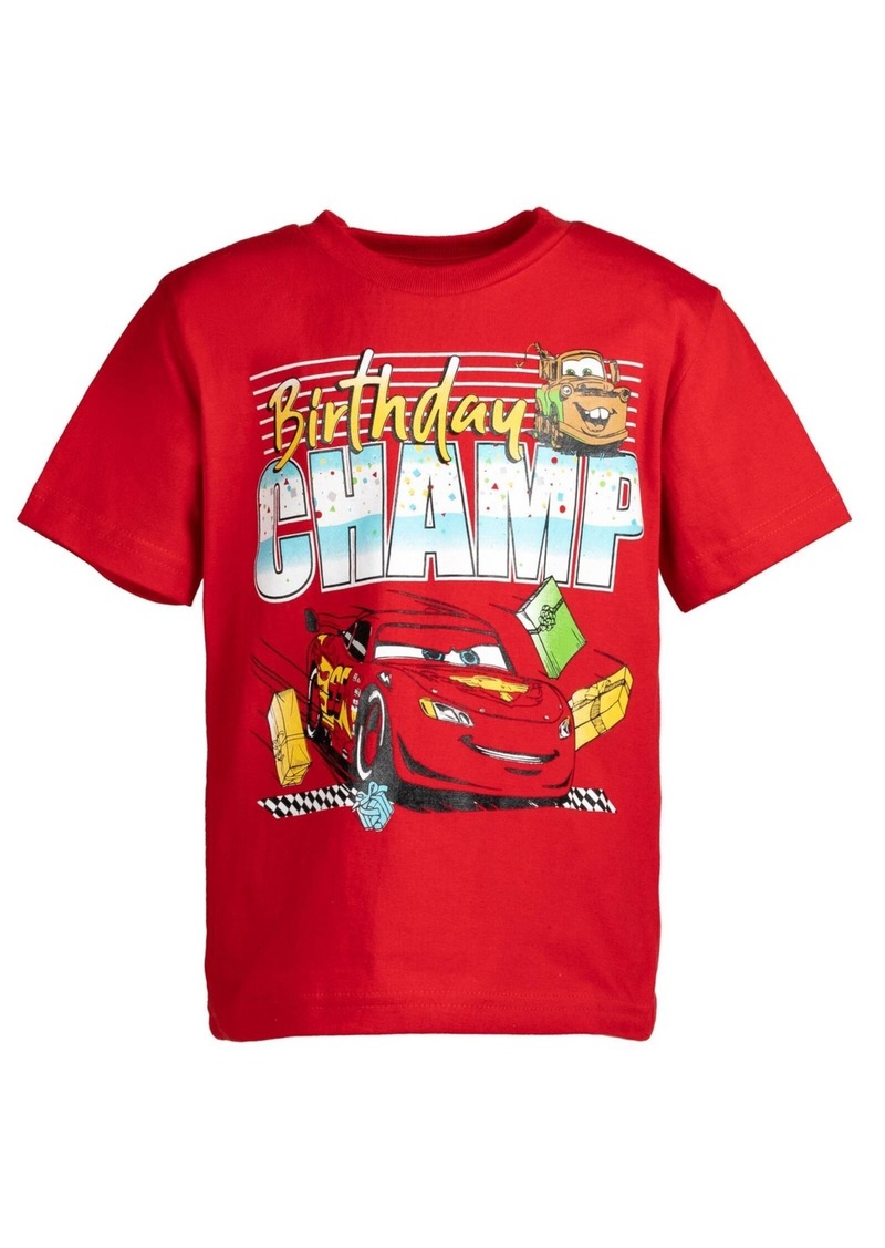 Disney Toddler Boys Pixar Cars Lightning McQueen Birthday Graphic T-Shirt Cars Red - Cars red