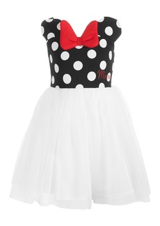 Disney's Little Girls Minnie Mouse Polka Dot & Mesh Dress - Black