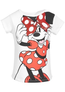 Disney Little Girls Crew Neck Short Sleeve Minnie Mouse Tee - White