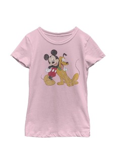 Disney Girl's Mickey & Friends Mickey and Pluto Child T-Shirt