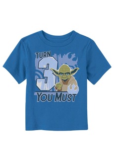 Disney Toddler's Star Wars Yoda Turn 3 You Must Rebel Logo Portrait Unisex T-Shirt