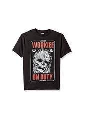 Disney Star Wars Boys' Big Wookiee On Duty Caution Graphic Tee, black, YM