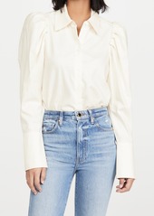 Divine Heritage Puff Sleeve Button Down Blouse