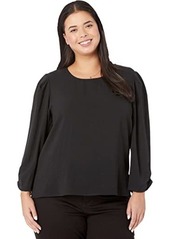 DKNY 3/4 Ruched Sleeve Top