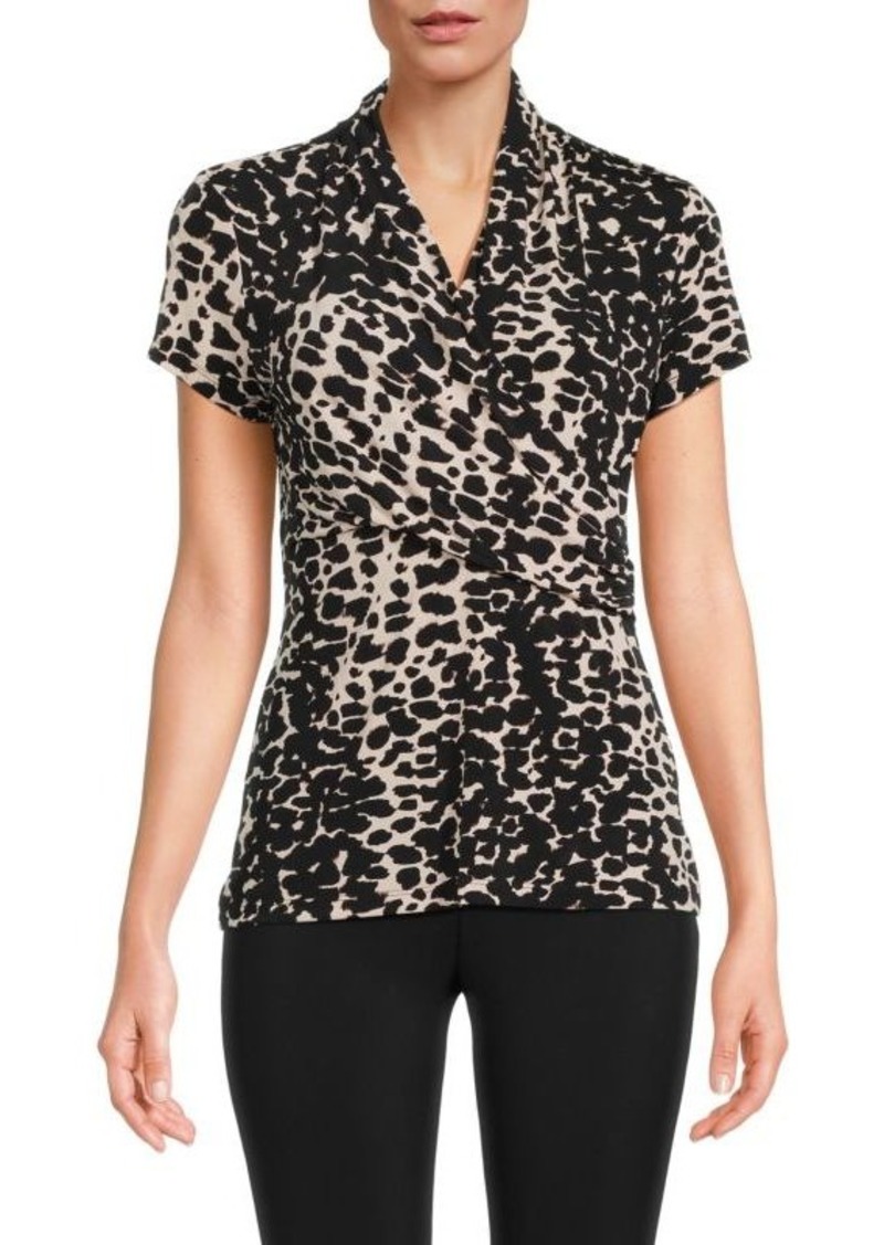 DKNY Abstract Print Surplice Wrap Top