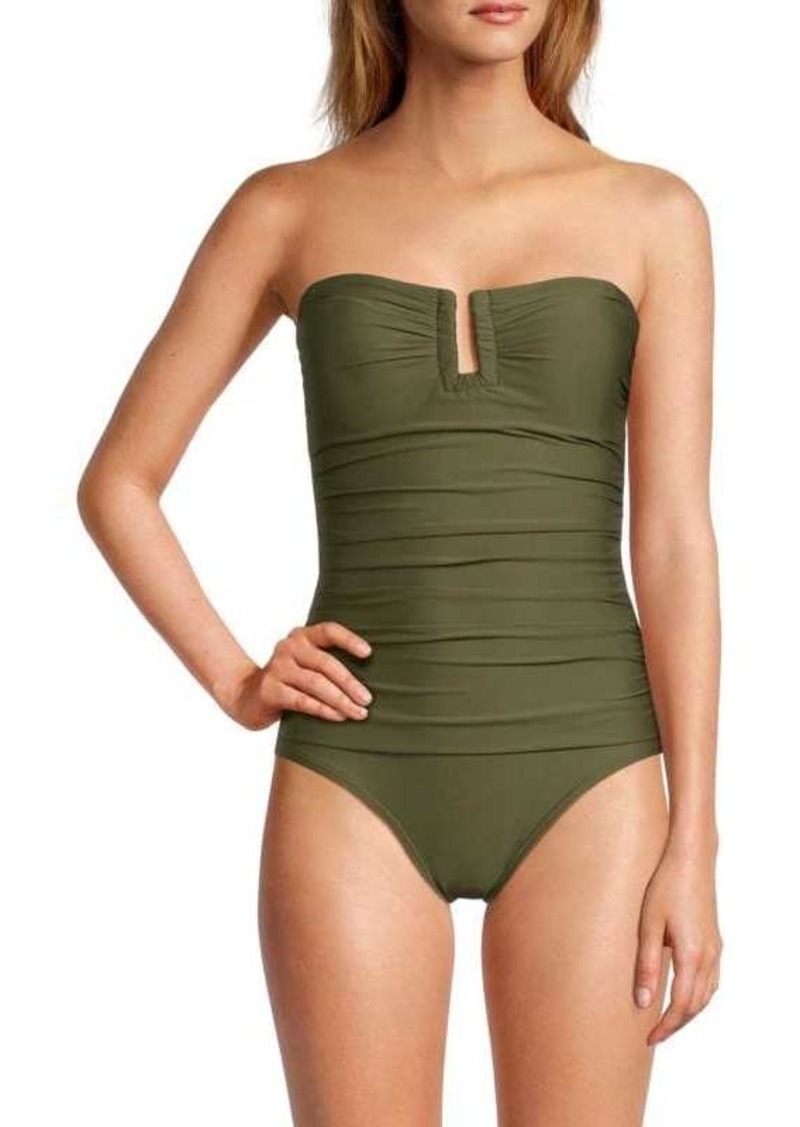 DKNY Bandeau Ruched One Piece Swimsuit