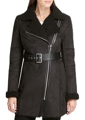 DKNY Belted Faux Shearling Coat