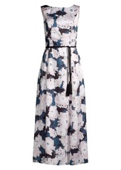 DKNY Belted Swirl-Print Maxi Dress