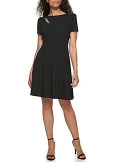 DKNY Cap Sleeve Fit-and-Flare w/ Cutout Detail