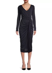 DKNY Cascade Long-Sleeve Midi-Dress