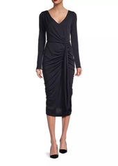 DKNY Cascade Long-Sleeve Midi-Dress