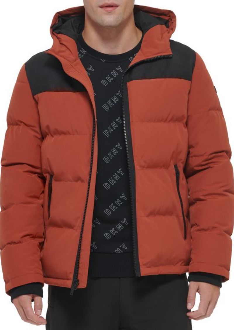 DKNY Classic Fit Logo Hooded Puffer Jacket